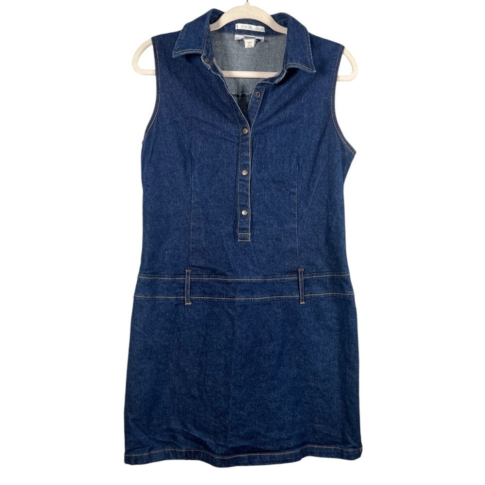 Vintage Y2K Old Navy denim quarter button down dress Sz 12
